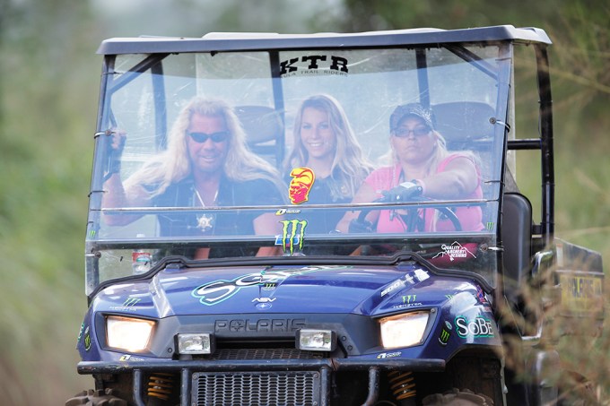 Dog Chapman, Lyssa, and Beth Chapman in a vehicle