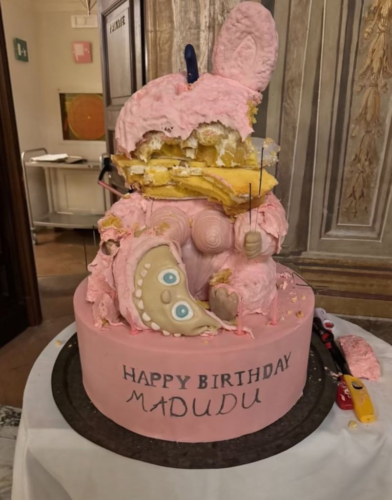 madonna destroyed labubu cake