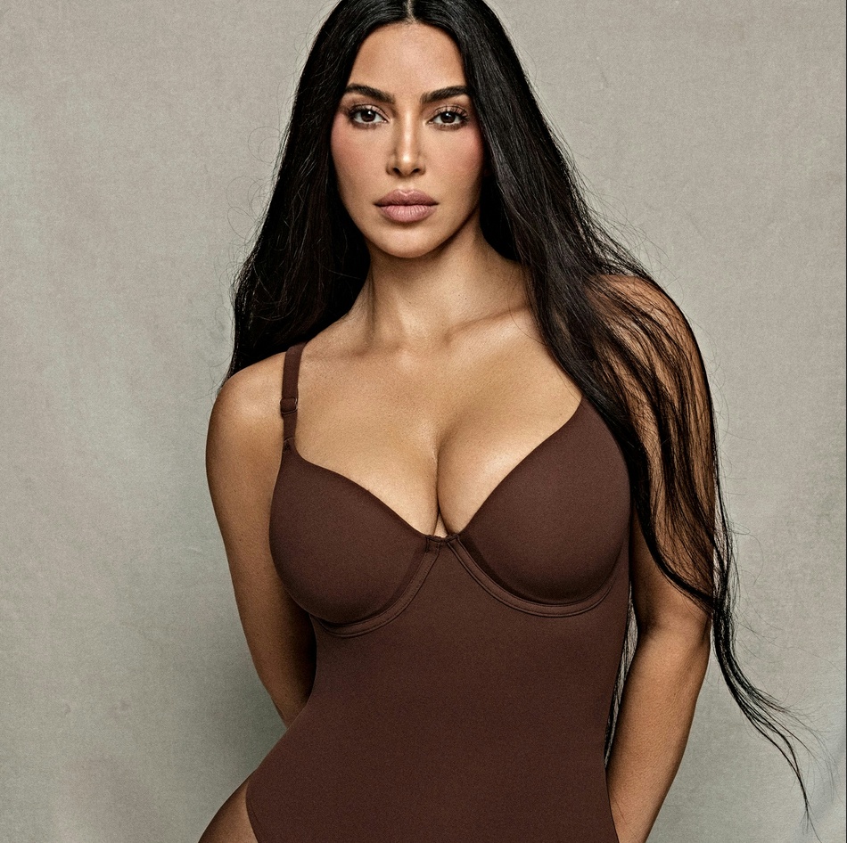 Kim kardashian wearing skims back bodysuit