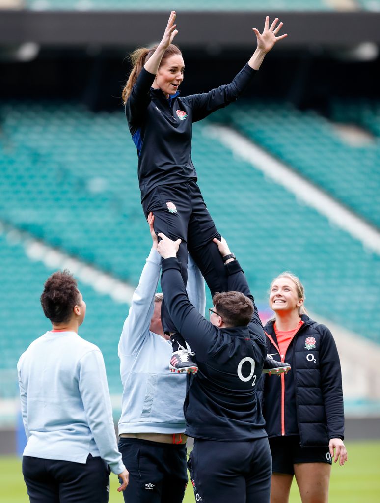 Kate Middleton in a rugby lineout