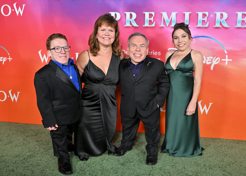 Harrison Davis, Samantha Davis, Warwick Davis, and Annabelle Davis attend Lucasfilm and Imagine Entertainment's New Series "Willow" Premiere at Regency Village Theatre on November 29, 2022 in Los Angeles, California