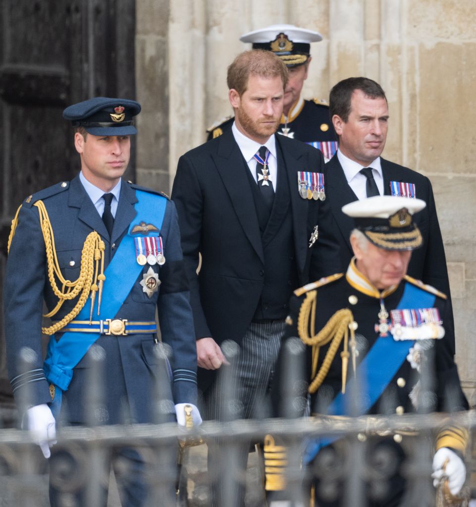 Prince Harry and Peter Phillips during the State Funeral of Queen Elizabeth II