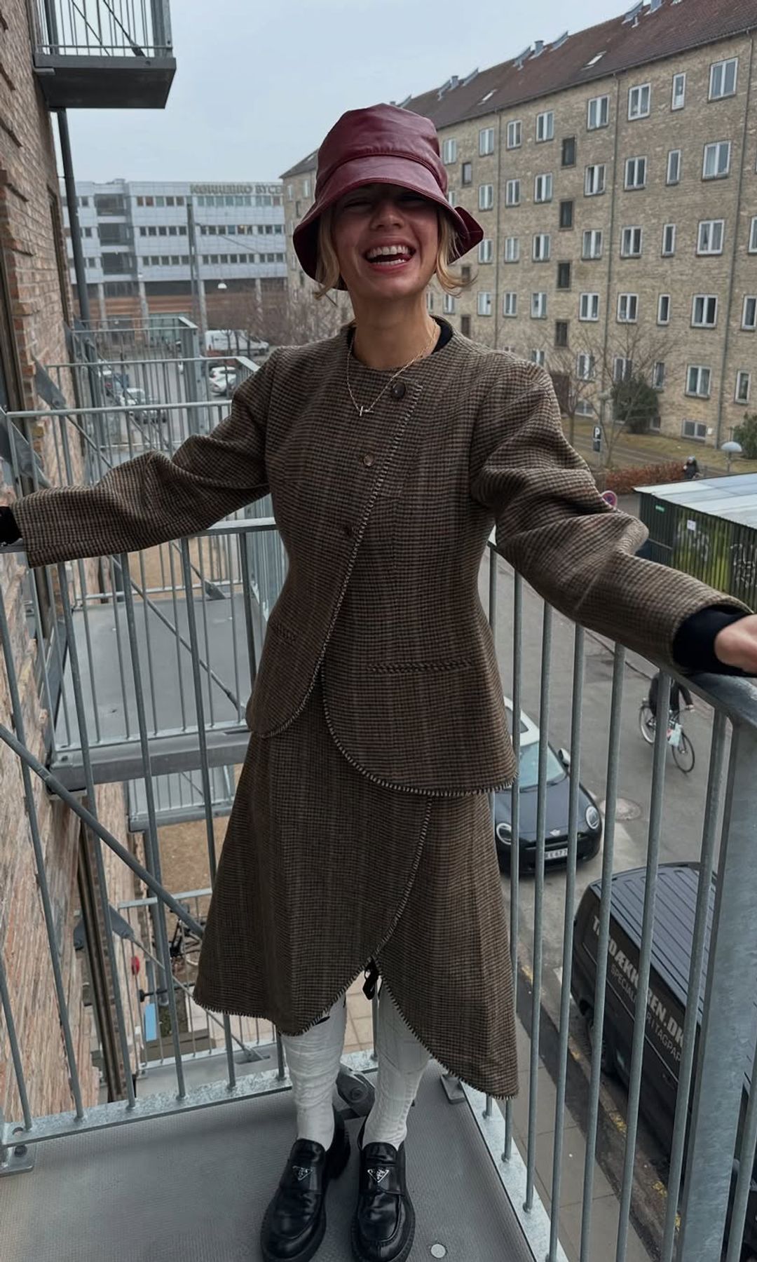 influence in two piece skirt suit in copenhagen