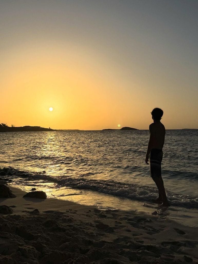 Valentino was spotted looking calm while watching the sunset from the beach.
