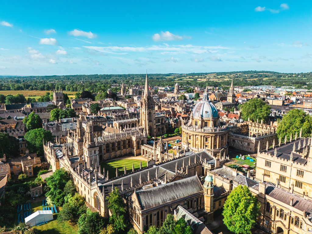Aerial view of Historical Building in Oxford, UK