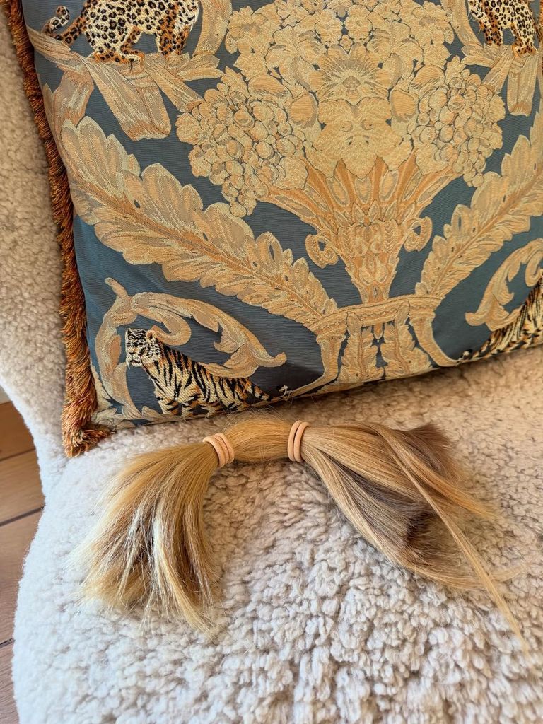A photo of Sailor's hair after the big haircut 