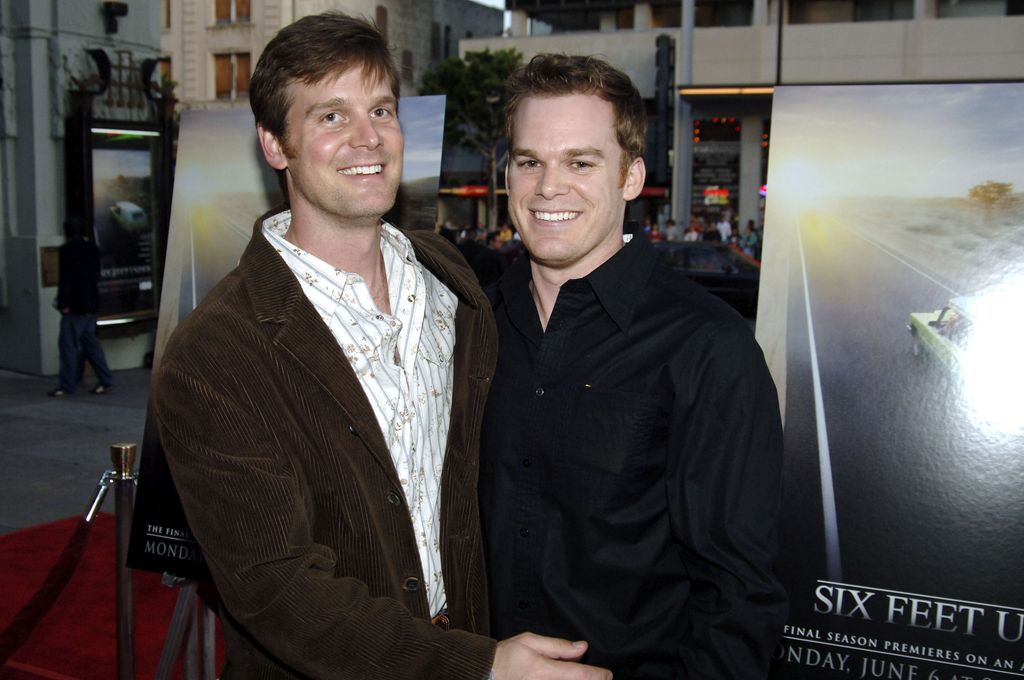Peter Krause and Michael C. Hall during HBO's "Six Feet Under" Season 5 Premiere - Red Carpet at Grauman's Chinese Theater in Hollywood, California, United States, 2005