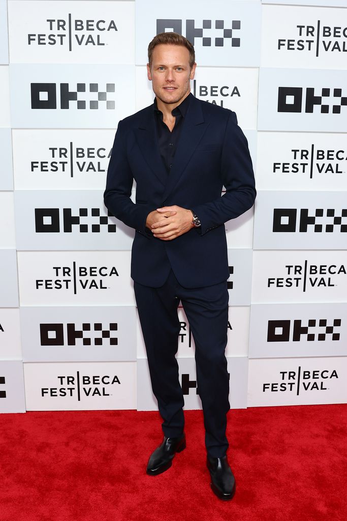sam heughan blue suit tribeca film festival