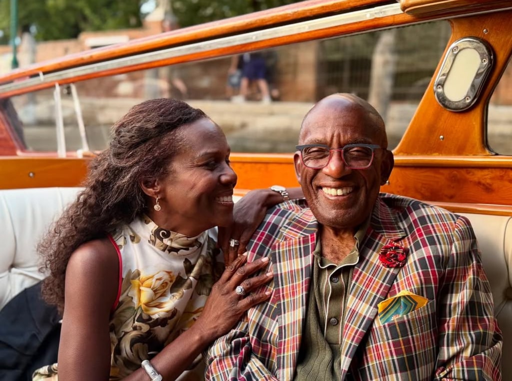 Photo shared by Deborah Roberts on Instagram of her an Al Roker on a boat in Venice 