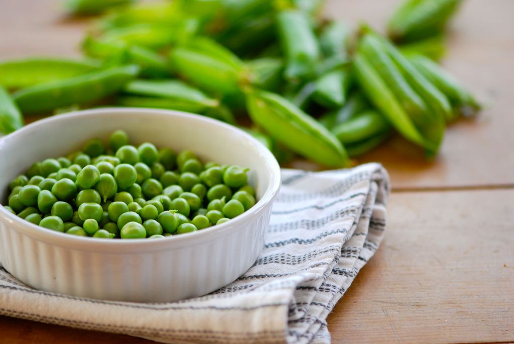 Fresh picked and podded green peas