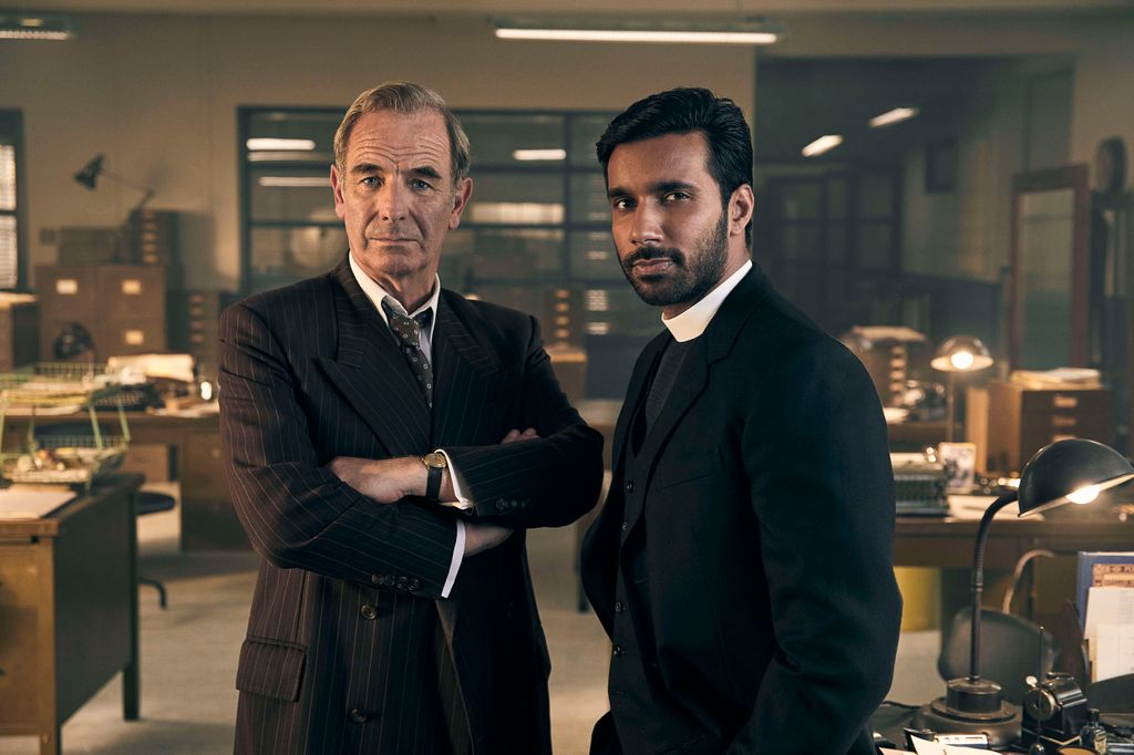 DI Geordie Keating [Robson Green] and Reverend Alphy Kotteram [Rishi Nair] in Grantchester
