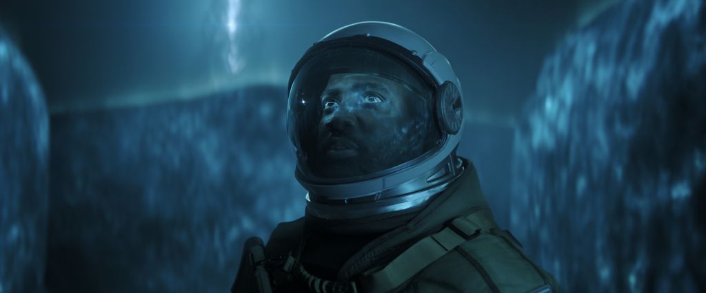 Shamier Anderson in a spacesuit