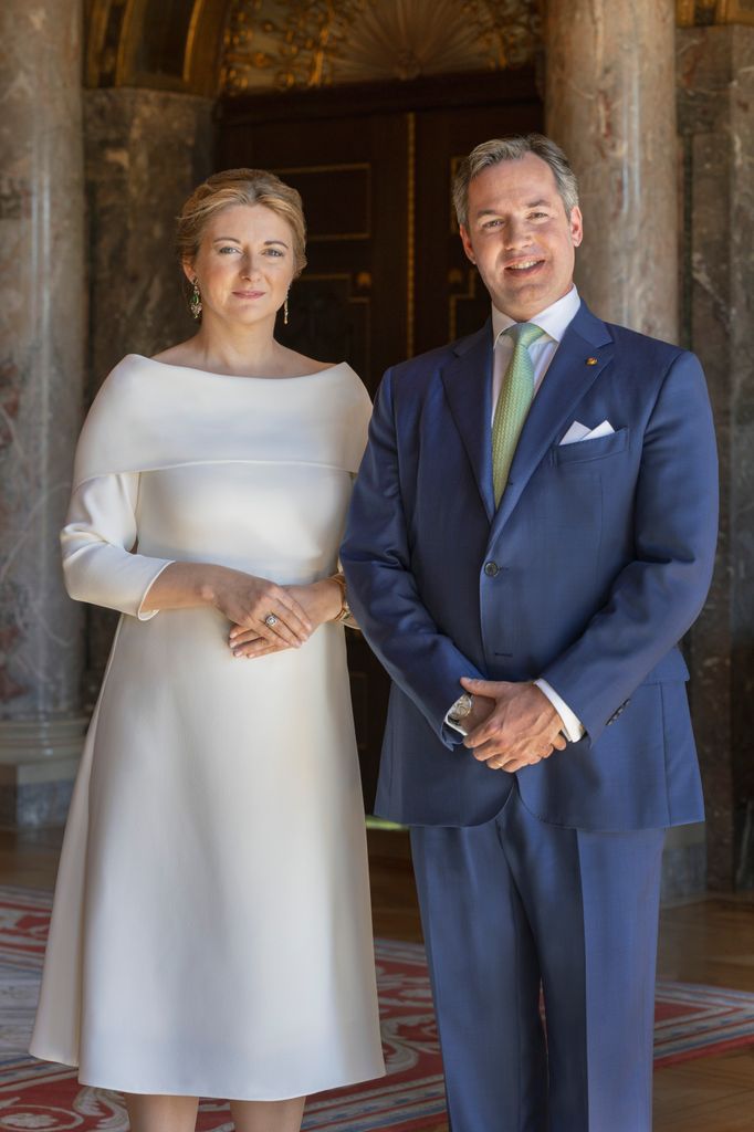 Princess Stephanie wears white in new official portraits ahead of Prince Guillaume's accession