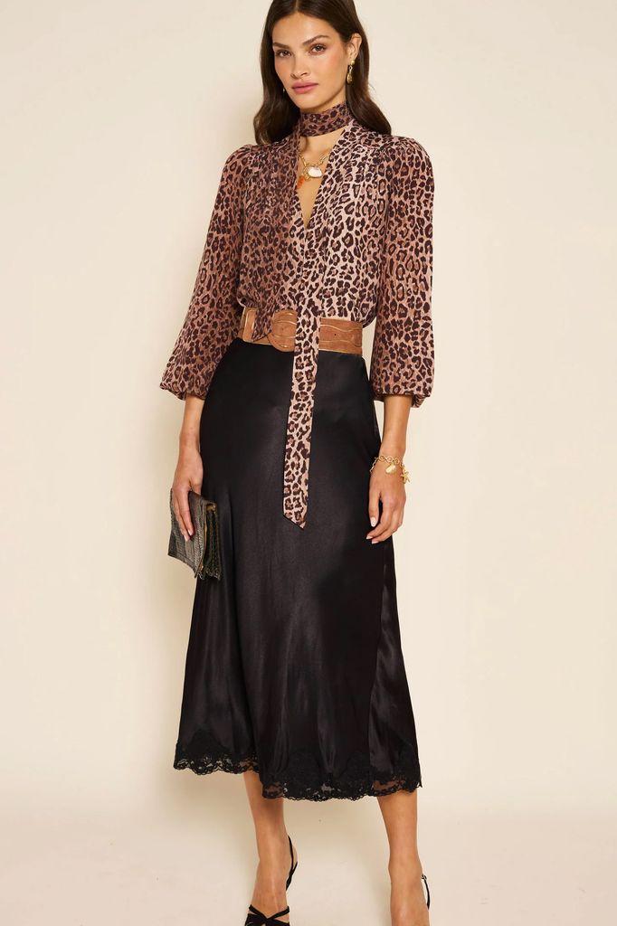 Rixo lace midi skirt