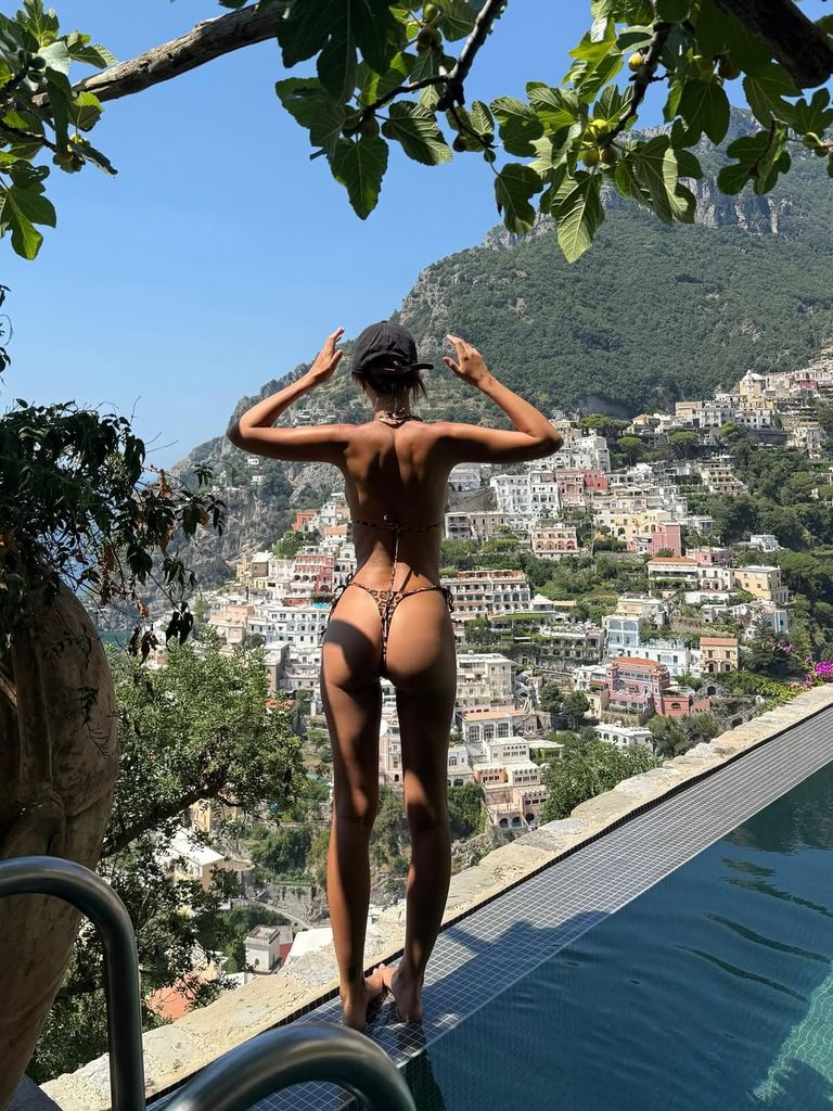 Emrata in leopard print bikini on the Amalfi Coast