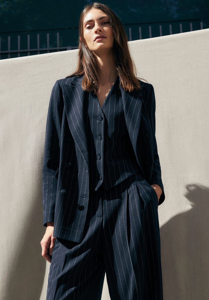 Navy pinstripe suit