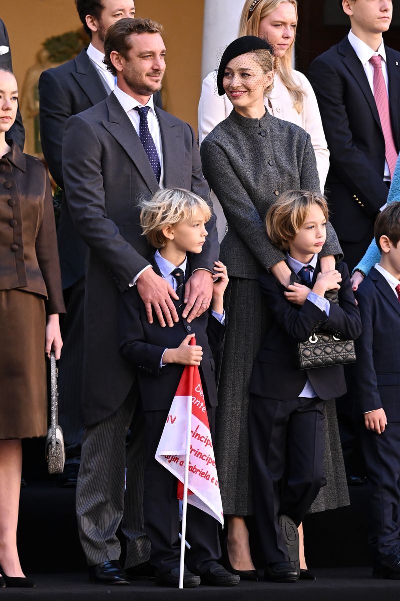 Pierre Casiraghi, Stefano Ercole Carlo Casiraghi, Beatrice Borromeo and Francesco Carlo Albert Casiraghi attend the Monaco National Day celebrations