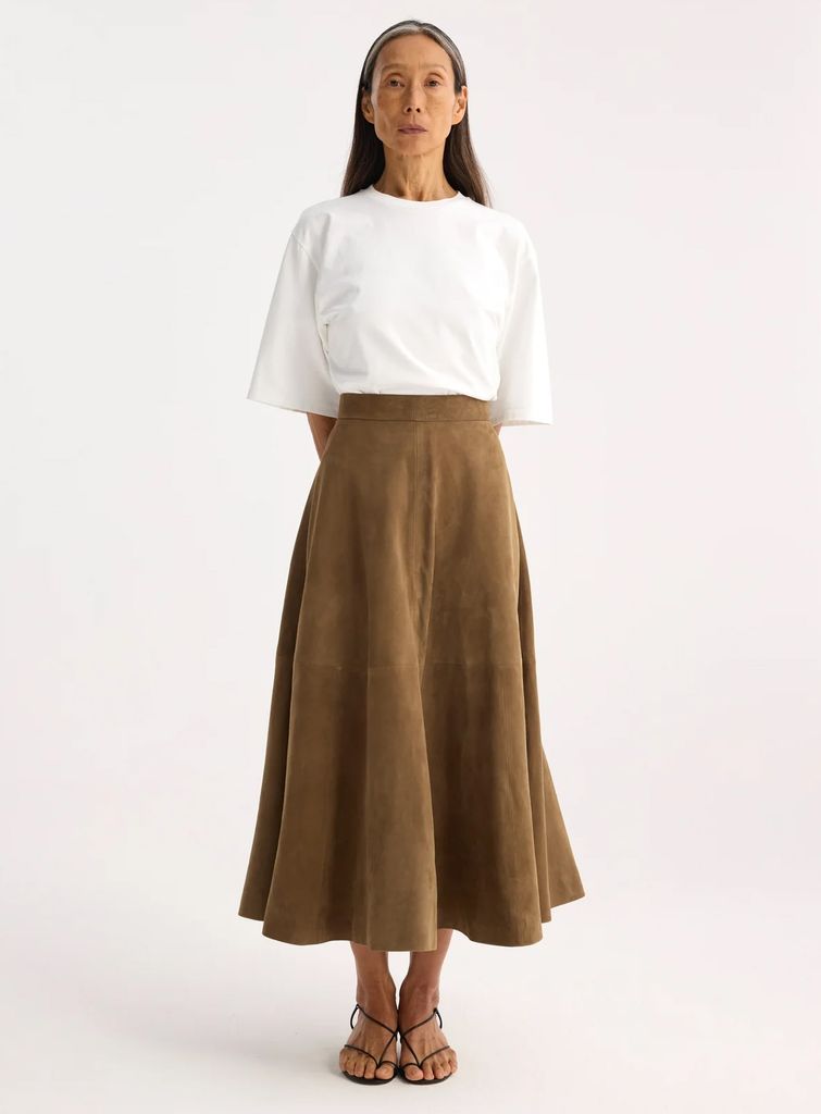 rohe a-line suede skirt