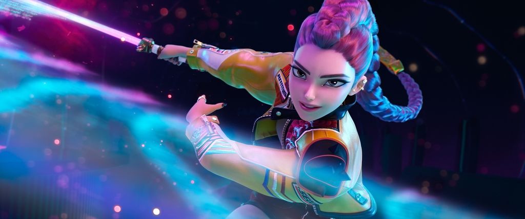 Animation of a Korean singer wielding a katana