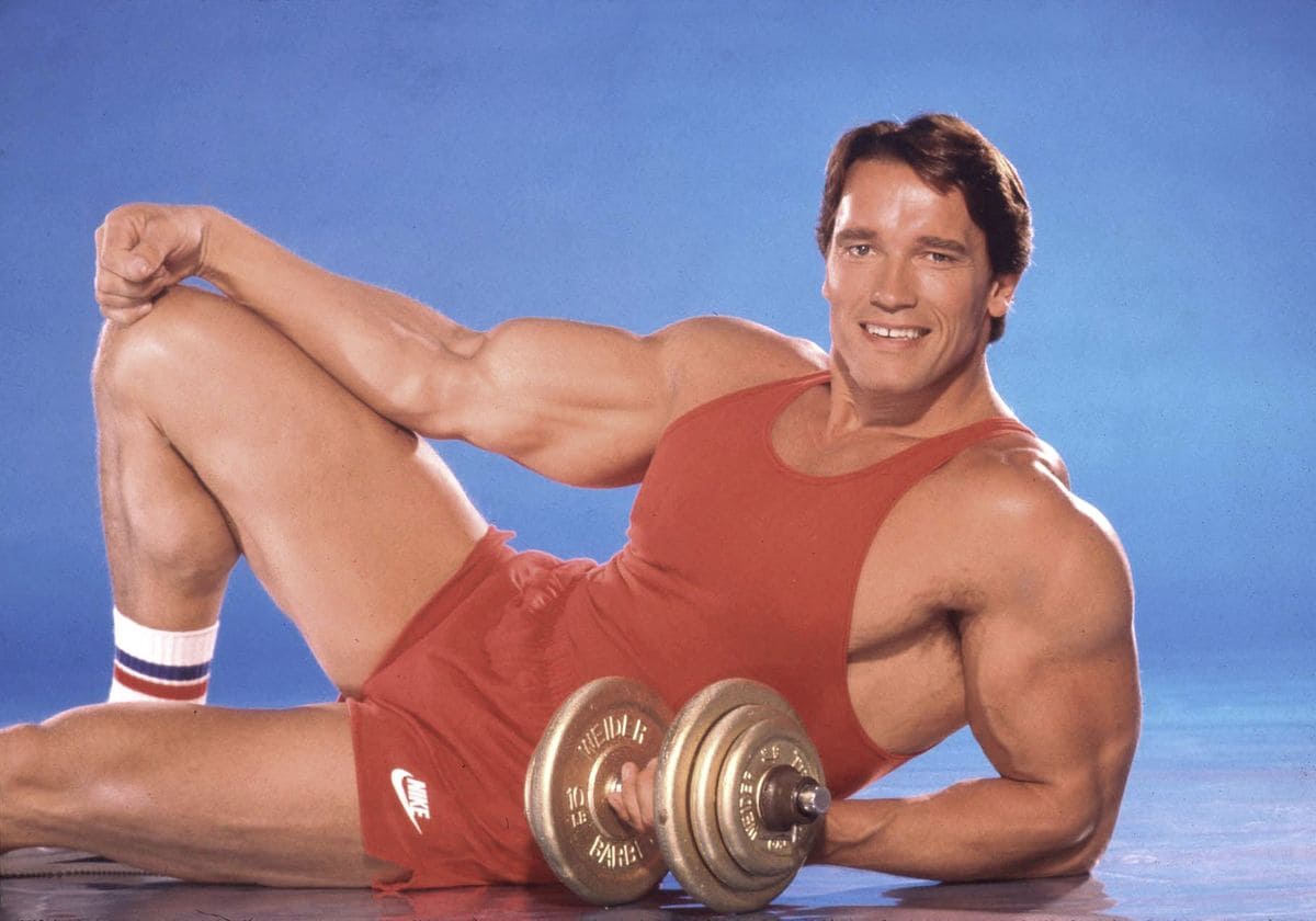 Body builder, actor and future Governor of California Arnold Schwarzenegger poses for a portrait session on June 13, 1985 in Los Angeles, California.  (Photo by Harry Langdon/Getty Images)
