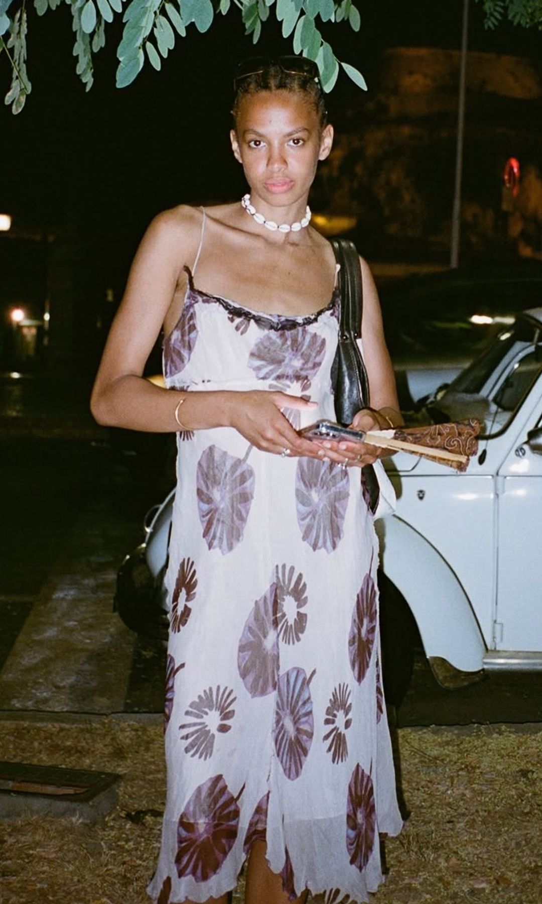 rosie okotcha in printed dress