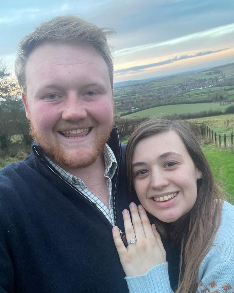 Kaleb Cooper and his fiancée Tanya showing off her ring