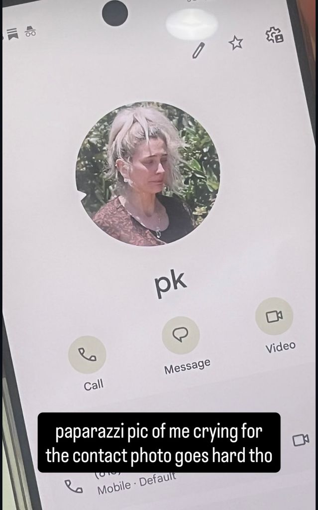 Photo shared by Paris Jackson of a friend's contact for her, which has paparazzi crying photos of her as the main image
