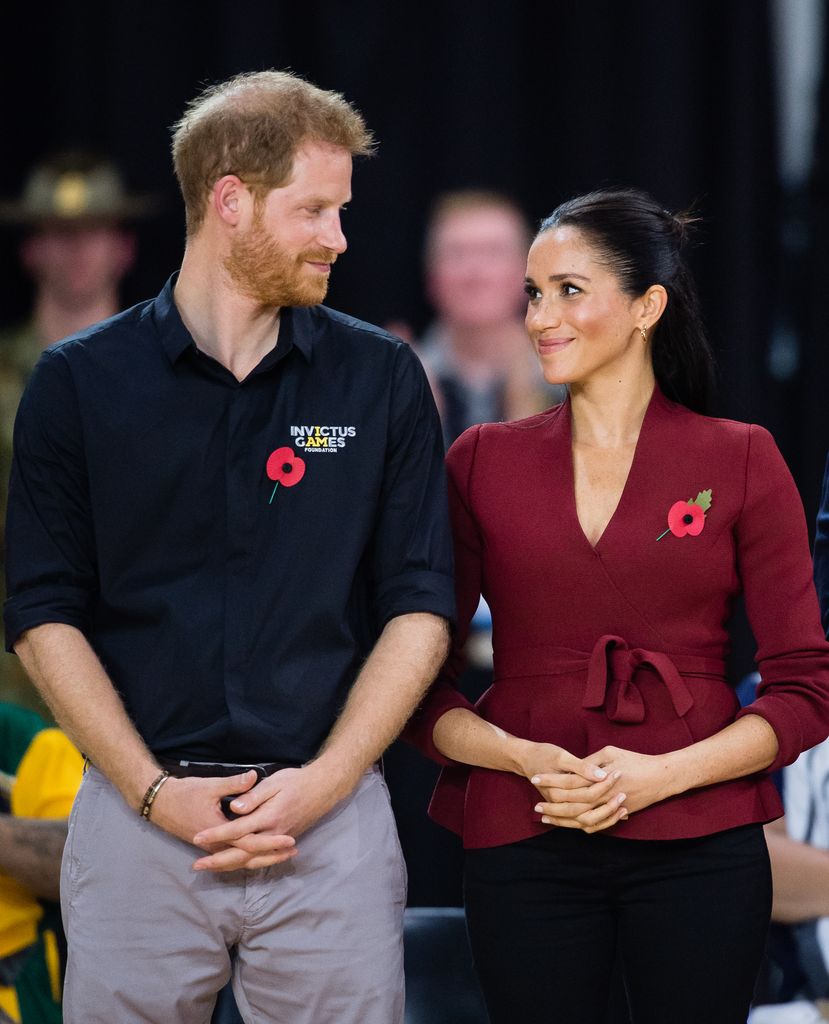   Prince Harry, Duke of Sussex and Meghan, Duchess of Sussex attend the Wheelchair Basketball final at the Invictus Games on October 27, 2018 in Sydney, Australia.