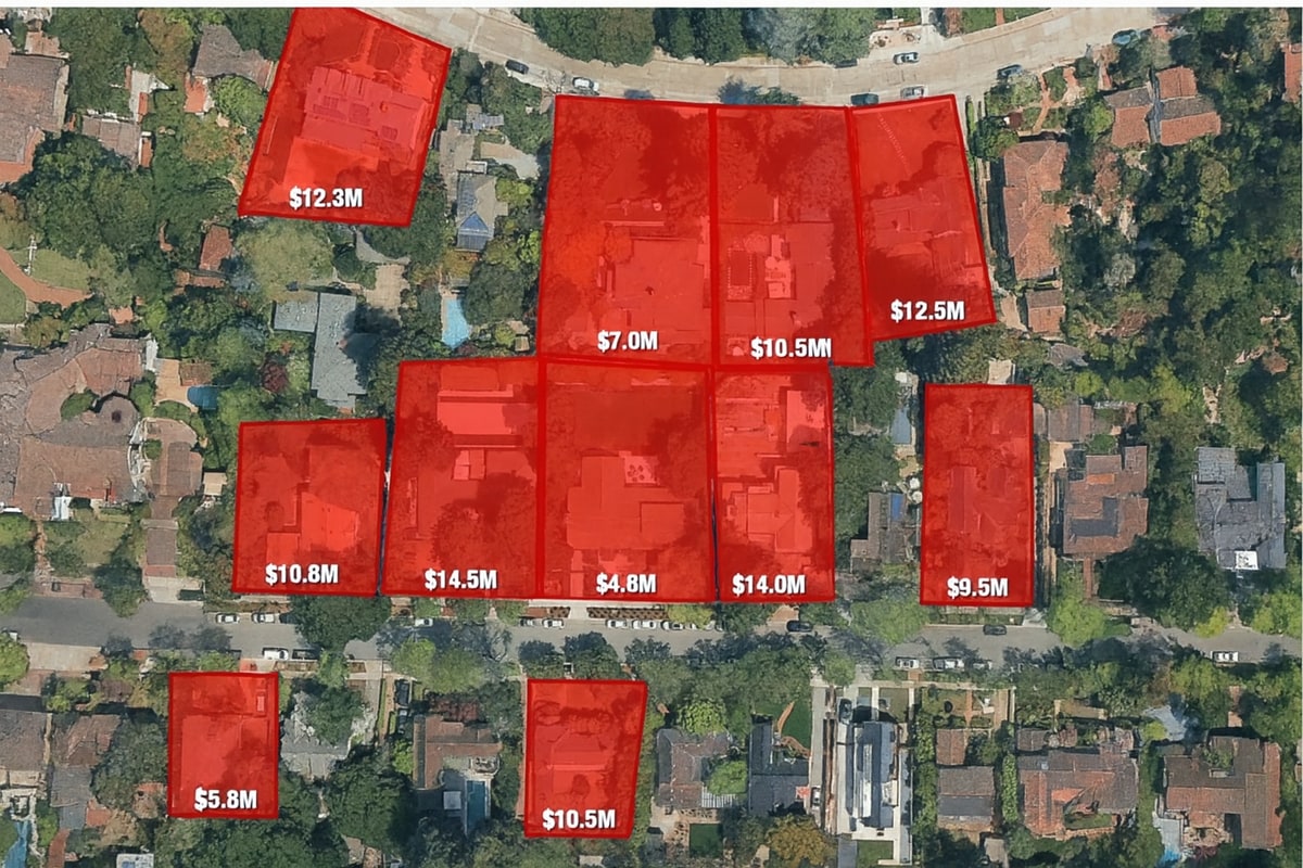 A view of Zuckerberg’s multi-property compound in Palo Alto, California.