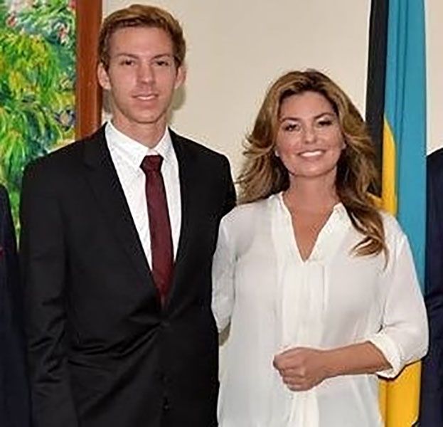 Shania Twain with her son Eja Lange at an official event, shared on Instagram