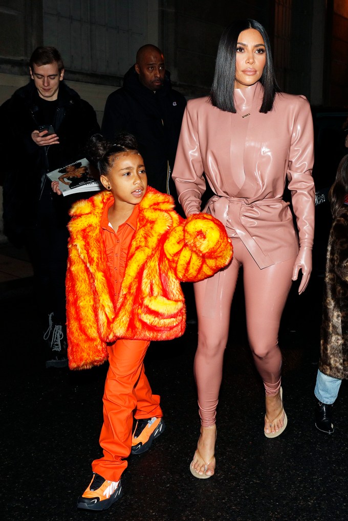 Kim Kardashian & North West Dine Out In Paris