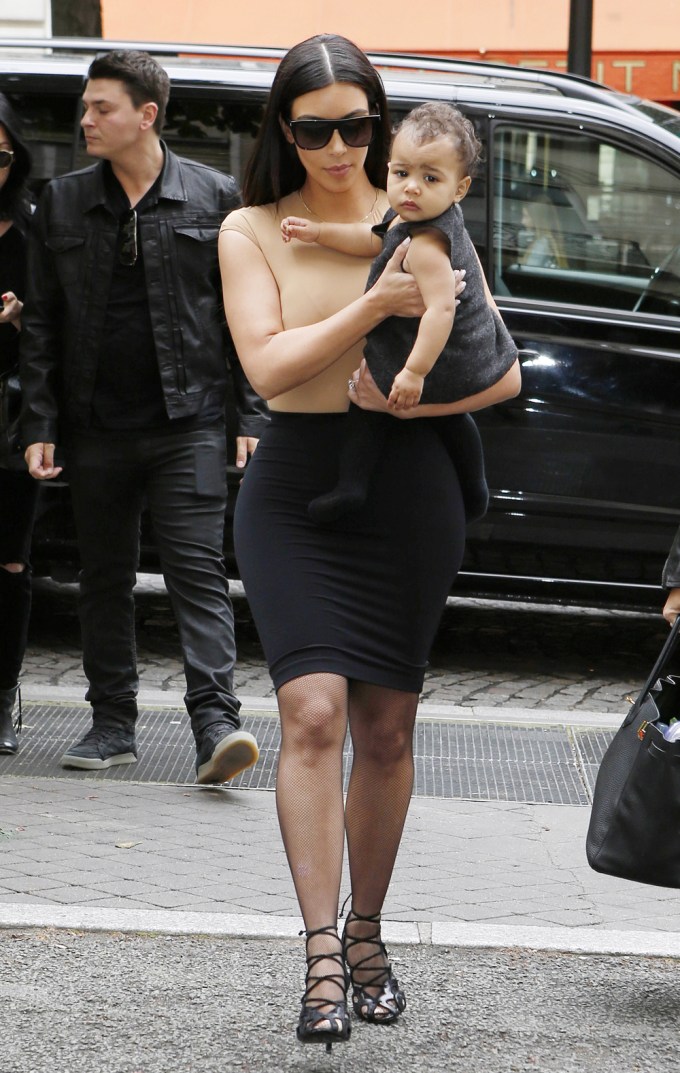 Kim Kardashian & North West In Paris