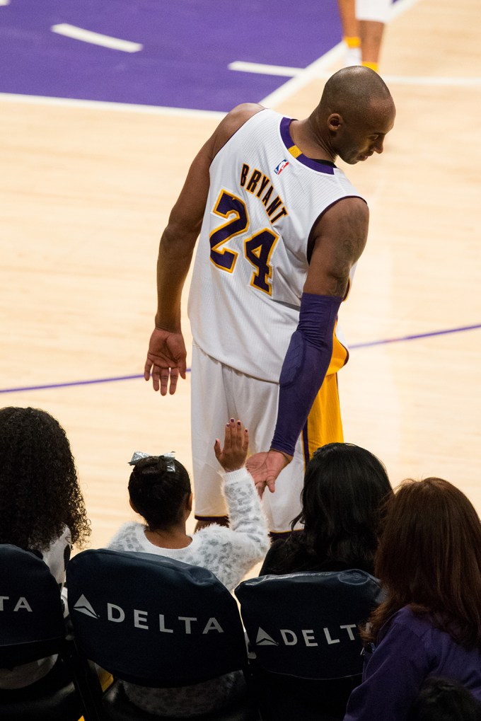 Kobe Bryant Gives Gigi A Low-Five