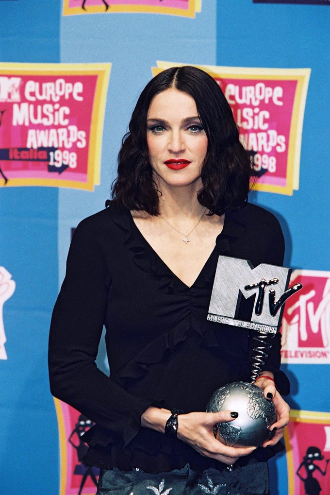 Madonna at the MTV Europe Music Awards in 1998