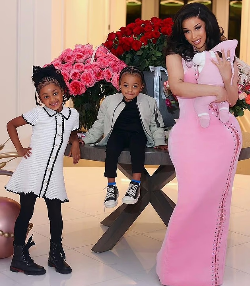Cardi B and her children Kulture, Wave, and Blossom