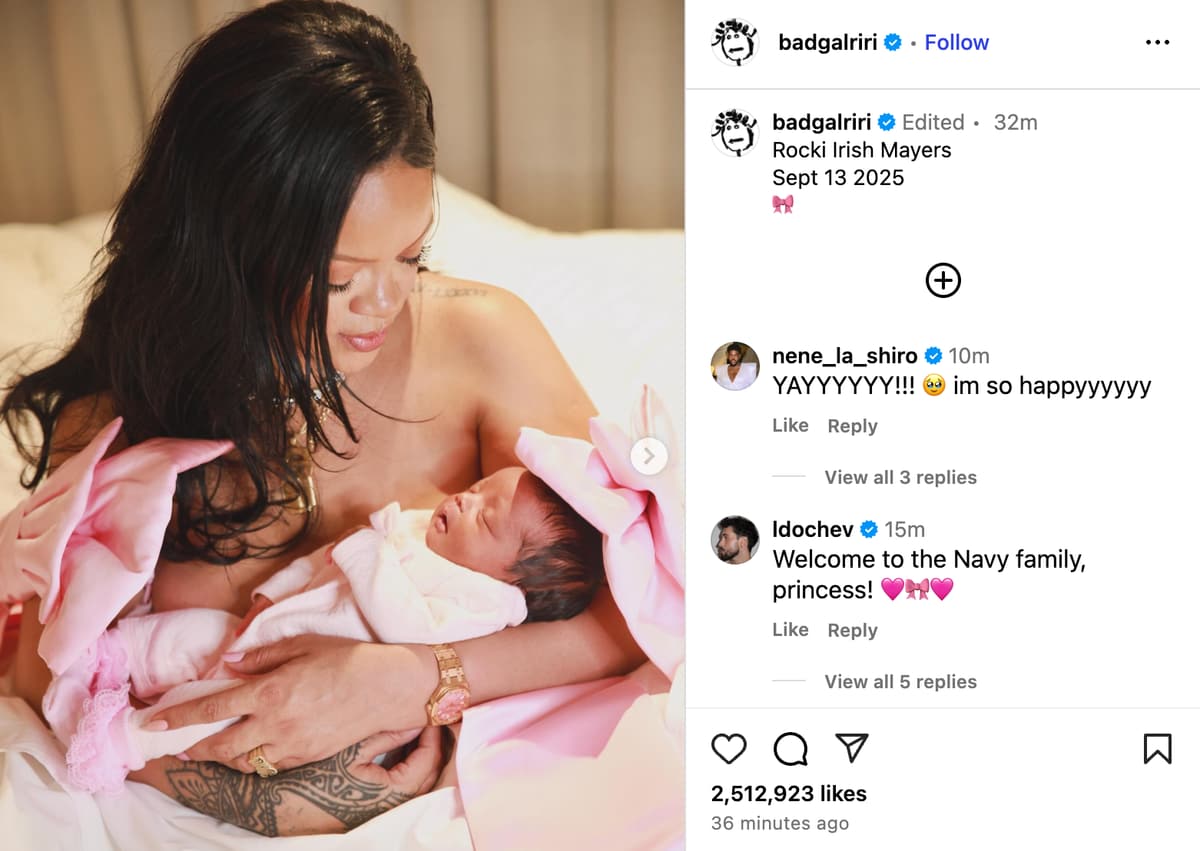 Rihanna took to Instagram to share the first photos of her newborn daughter
