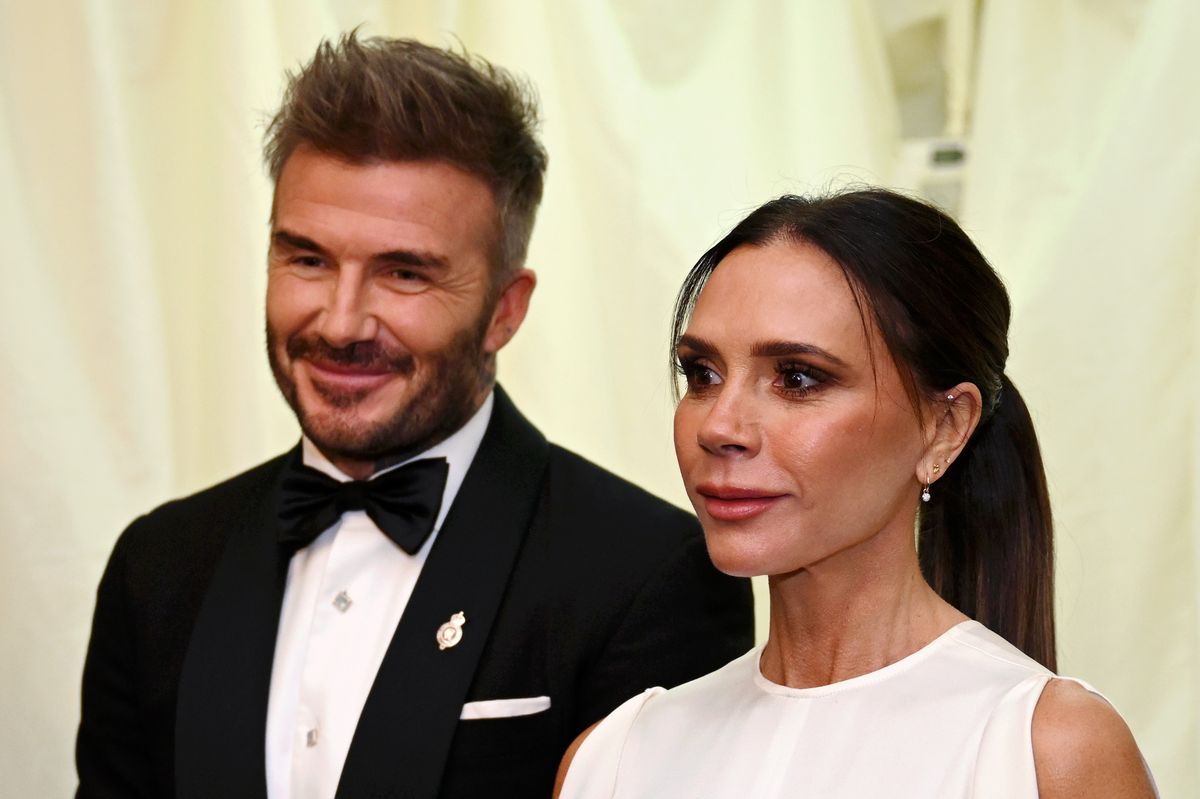 David Beckham and Victoria Beckham during a dinner at Highgrove House on February 07, 2025 