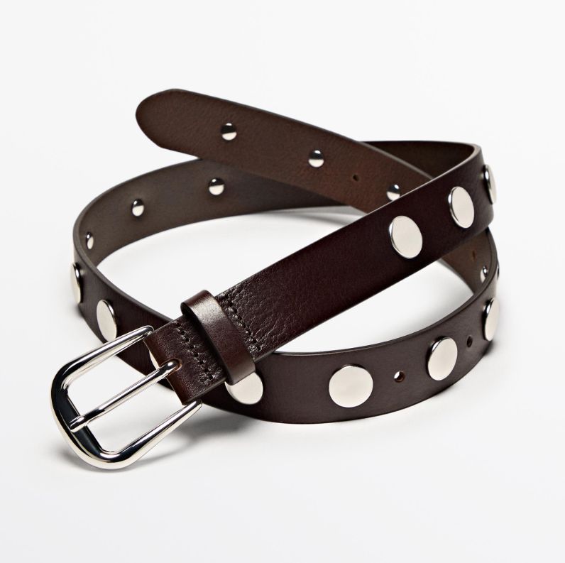 Massimo Dutti Studded 'Nappa' Belt