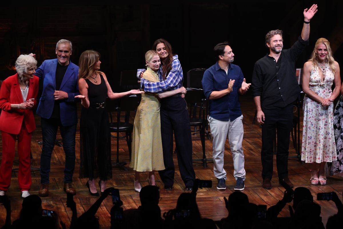 Michelle Williams and Katie Holmes share a hug during 'Dawson's Creek Class Reunion'