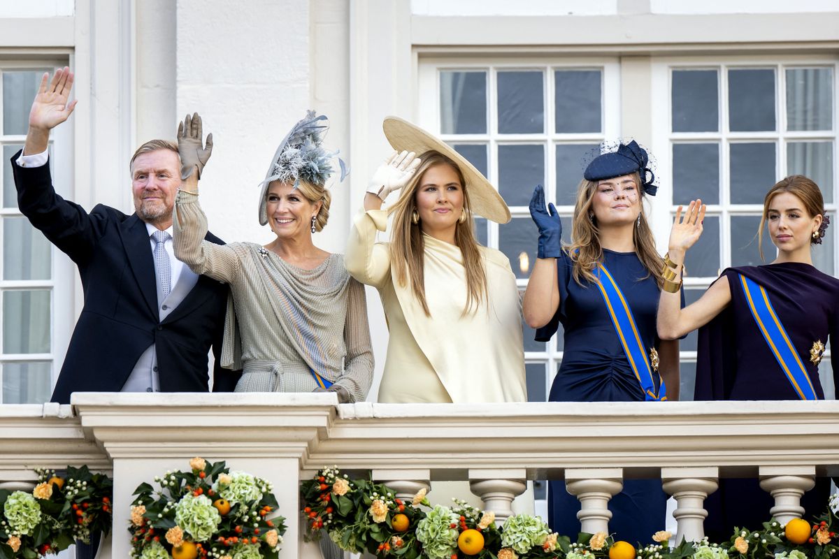 King Willem-Alexander and Queen Maxima, alongside their daughters, Princess Amalia, Princess Ariane, and Princess Alexia of the Netherlands