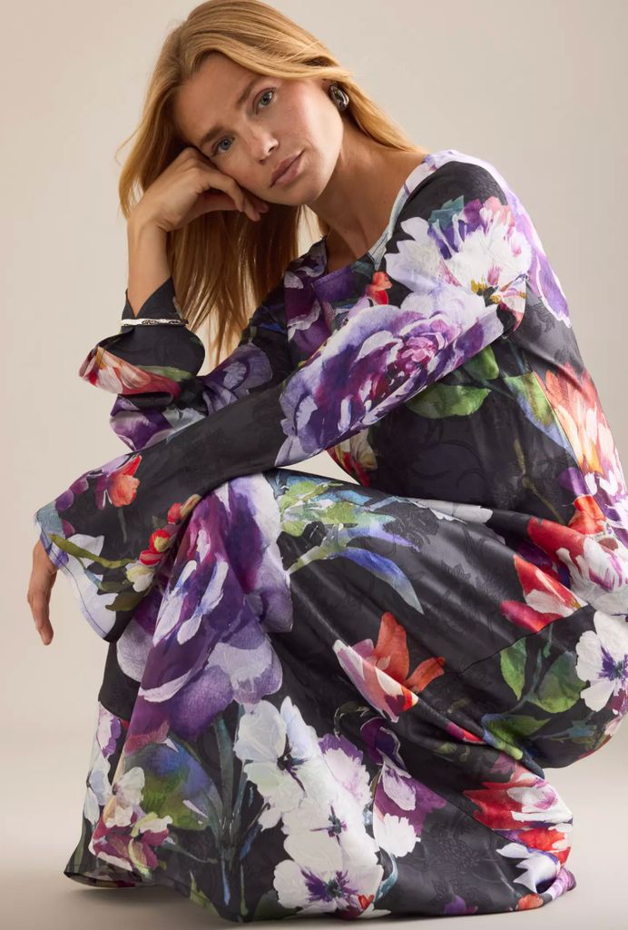 Anthropologie Kachel Becky Floral Long-Sleeve Maxi Dress