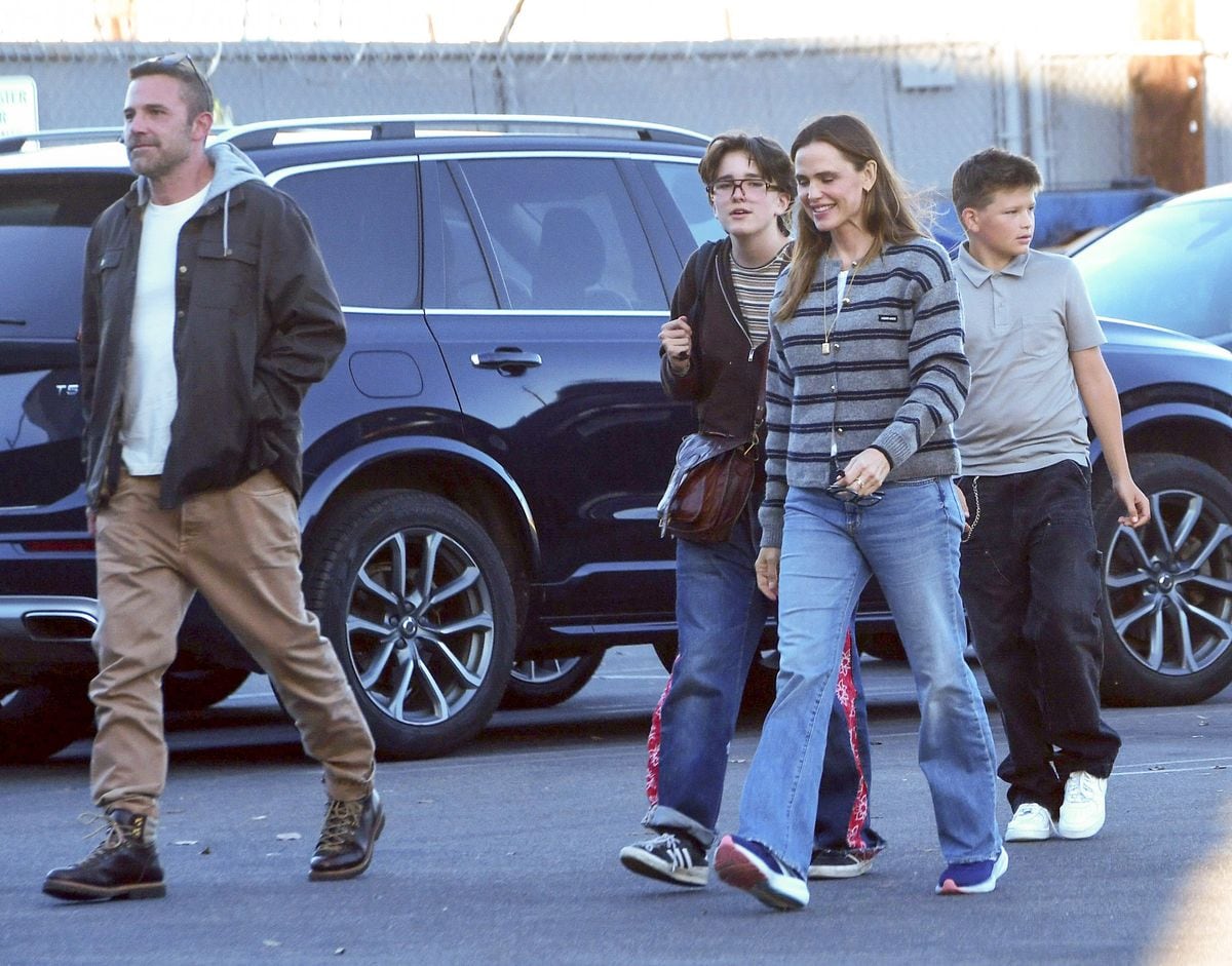 They were all smiles as they got ready for their family evening 
