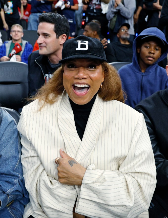 Queen Latifah at a 2025 NBA Game in L.A.