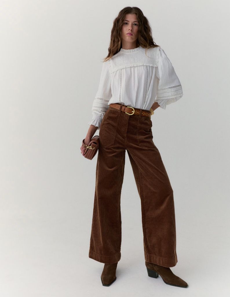 M&S Pure Cotton Cord Wide Leg Trousers