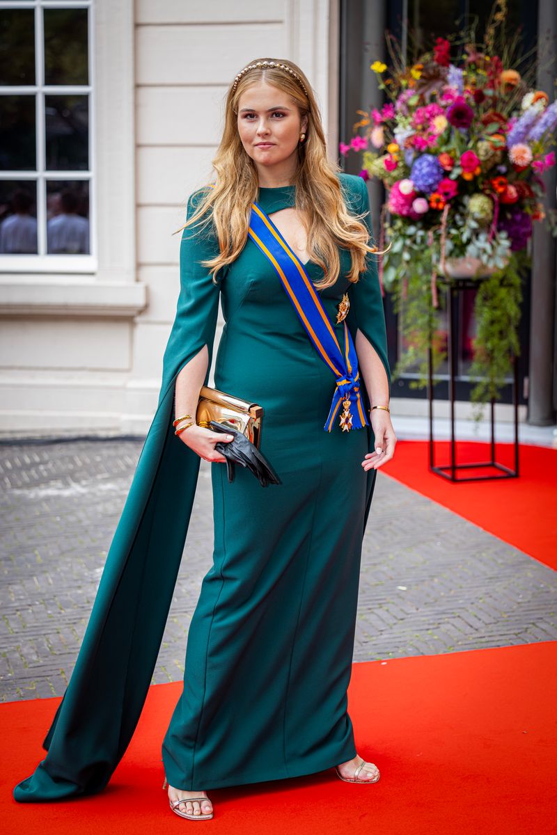 Occasionally, Princess Amalia surprises with rich jewel tones, such as emerald or deep burgundy