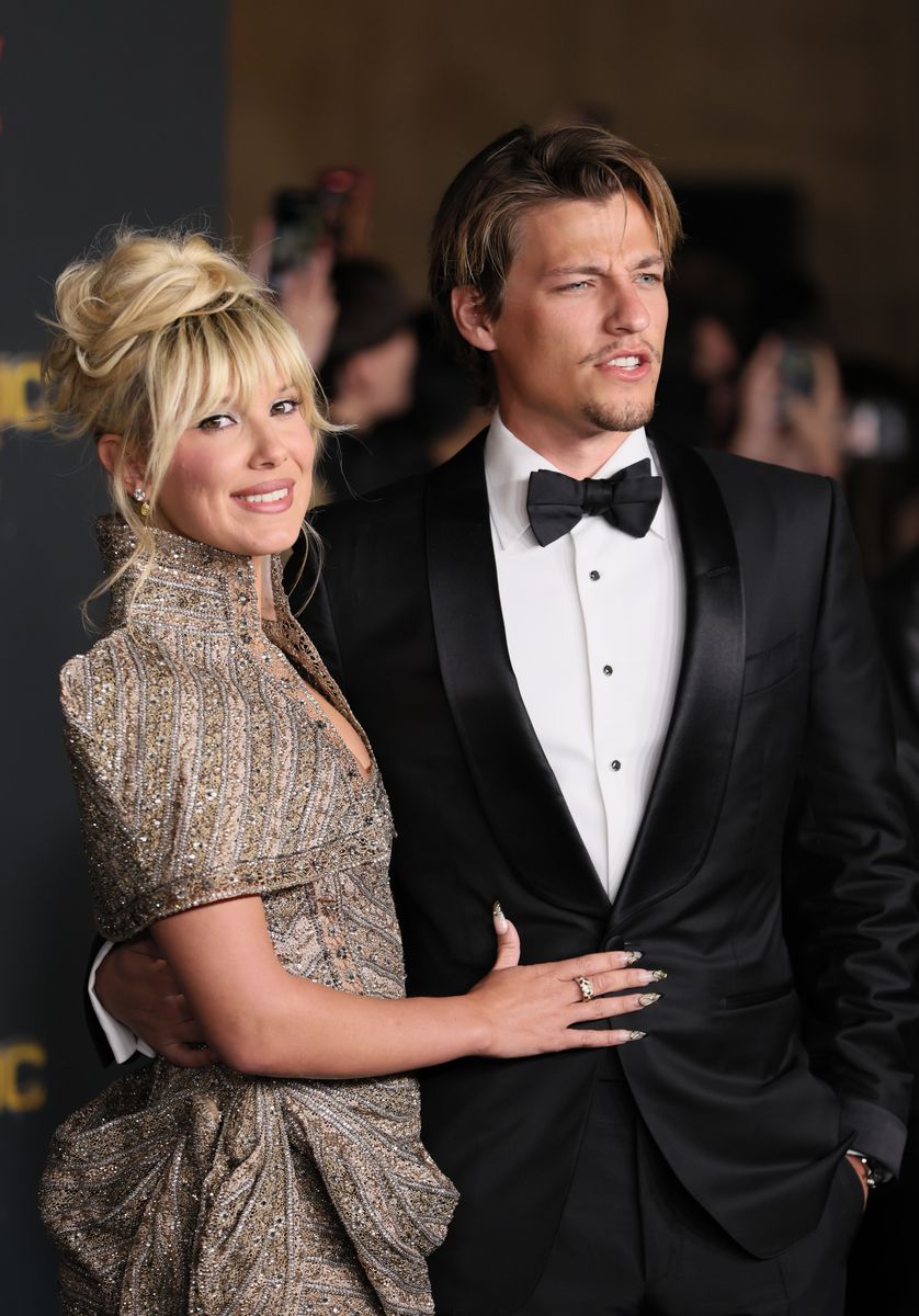 Millie Bobby Brown and Jake Bongiovi attend the world premiere of Netflix's "The Electric State" at The Egyptian Theatre Hollywood on February 24, 2025 in Los Angeles, California