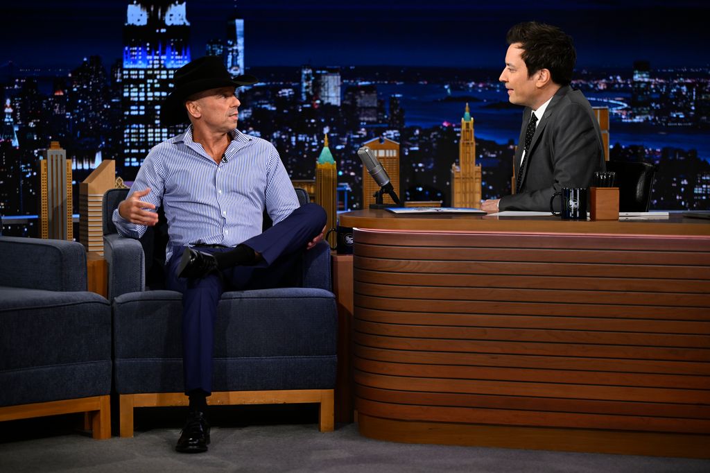 Kenny Chesney during an interview with host Jimmy Fallon