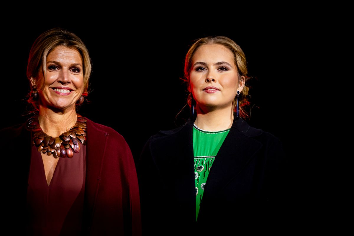 AMSTERDAM, NETHERLANDS - OCTOBER 27: Queen Maxima of The Netherlands and Princess Amalia of The Netherlands attend the concert to celebrate the 750th year of official existence at the Museumplein on October 27, 2025 in Amsterdam, Netherlands. (Photo by Patrick van Katwijk/Getty Images)