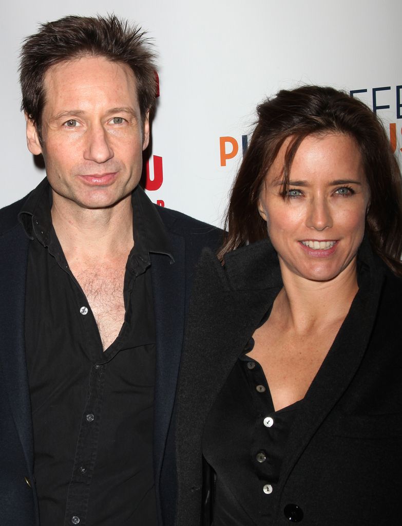 David Duchovny & Tea Leoni arrives at the Opening Night Performance After Party for MCC Theater World Premiere Off-Broadway Production of "The Break Of Noon" in New York City