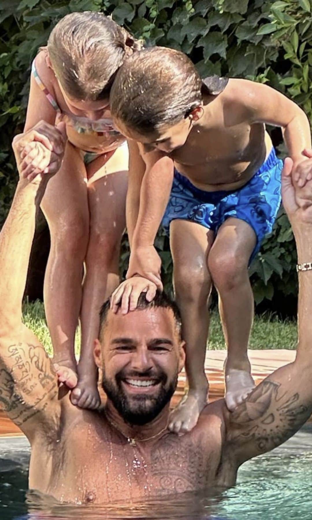 Ricky Martin with his kids, Lucia and Renn